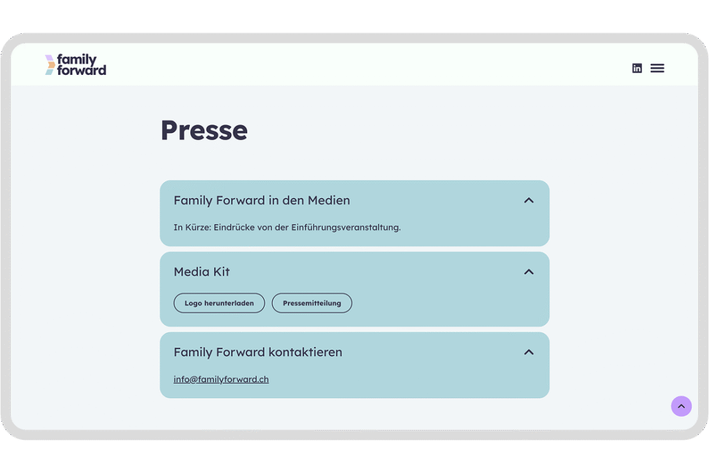 Screenshot familyforward.ch Presse Akkordeon