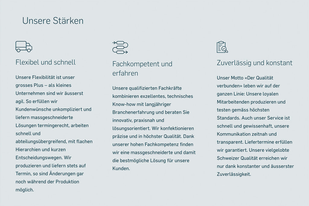 Screenshot Icon und Text auf Webseite