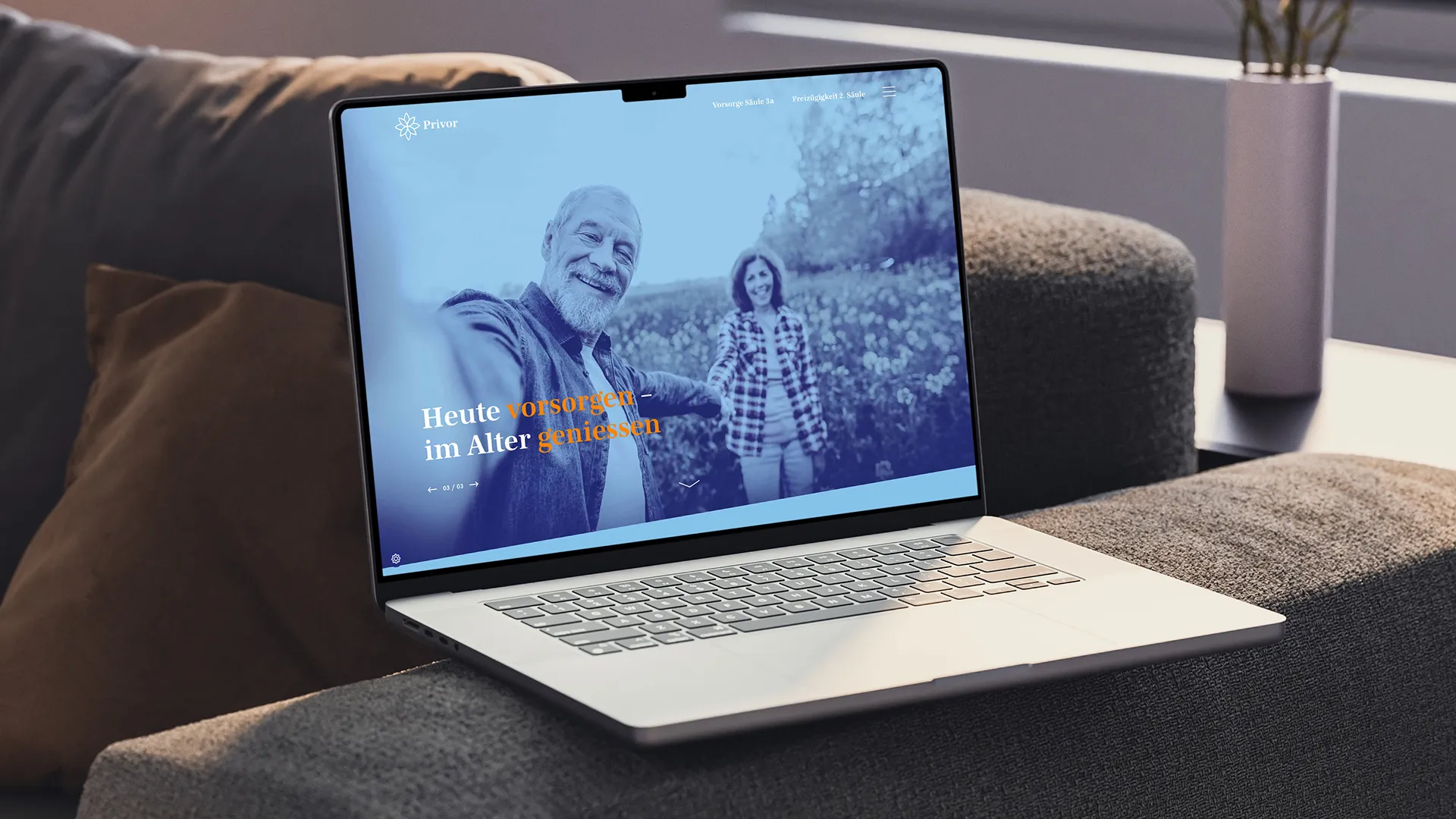 privor.ch Homescreen auf Laptop