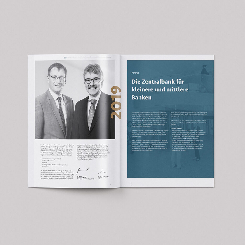 Entris Banking Jahresbericht 2019 Inhalt
