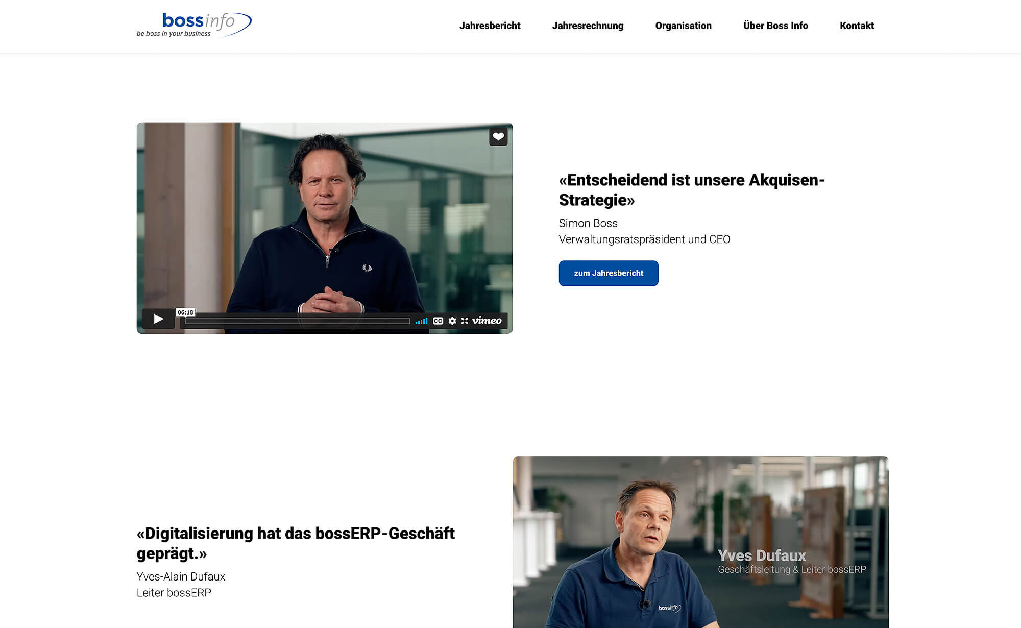 Website Screenshot – Bossinfo AG Geschäftsbericht 2021