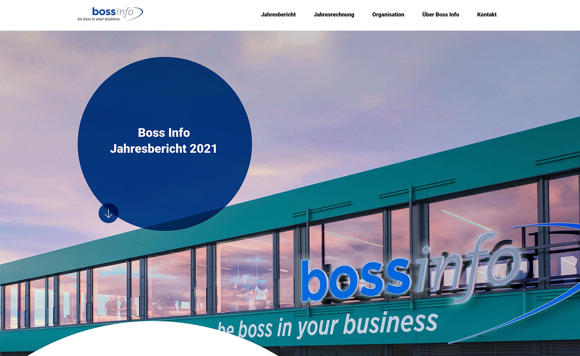 Website Screenshot – Bossinfo AG Geschäftsbericht 2021