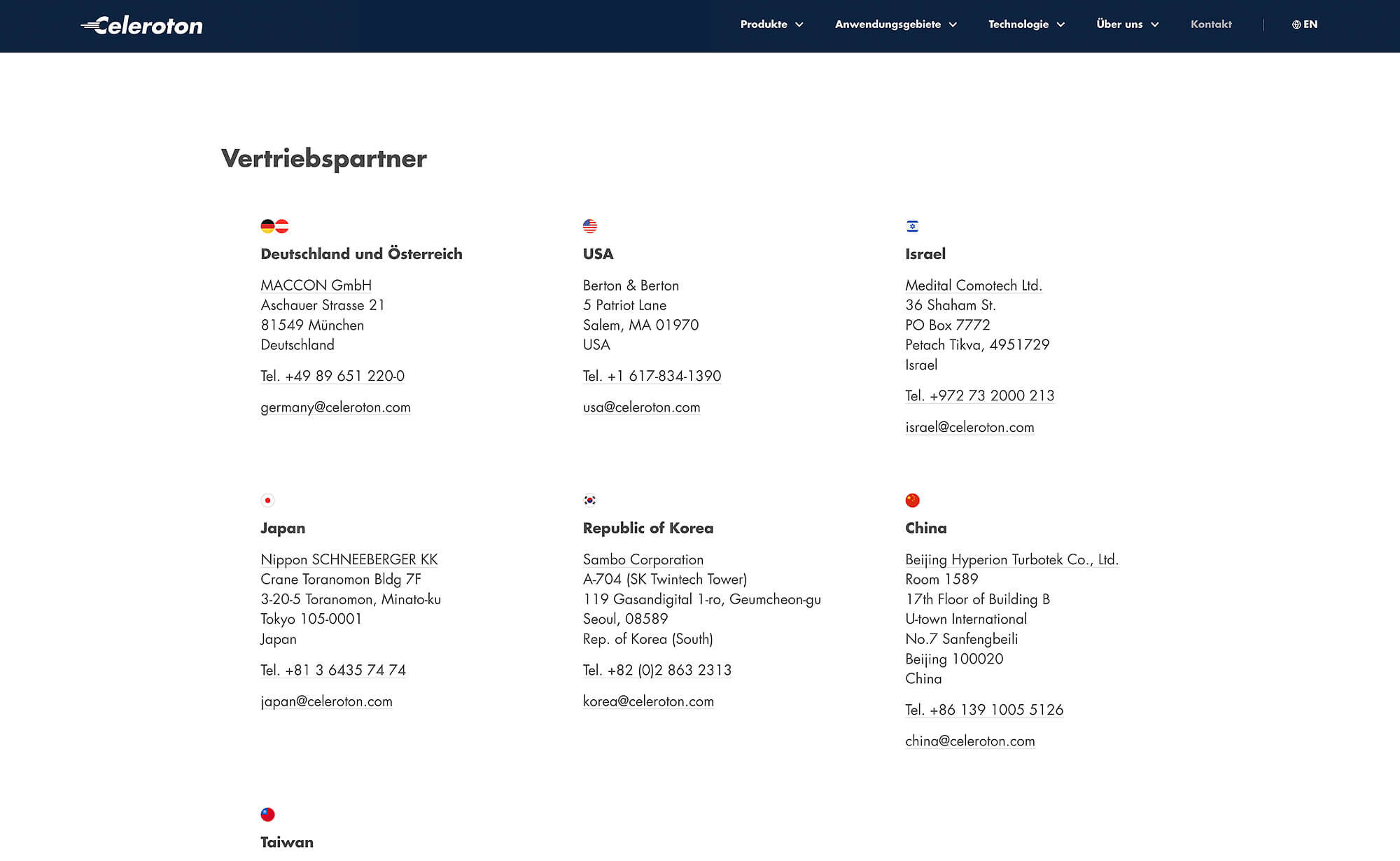 Screenshot – Celeroton AG Website