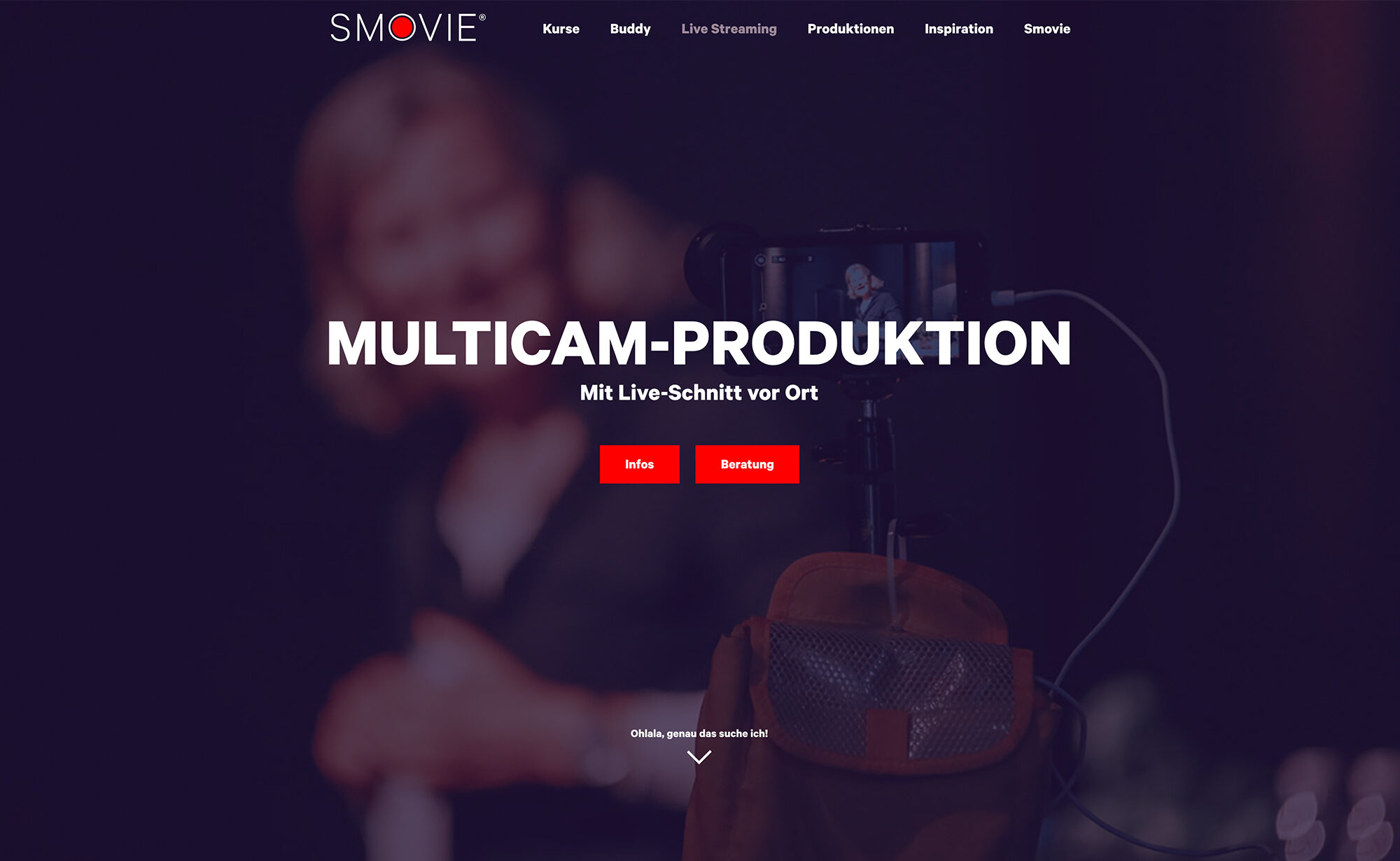 Multicam-Produktion, Screenshot Website - Smovie Film GmbH, smovie.ch