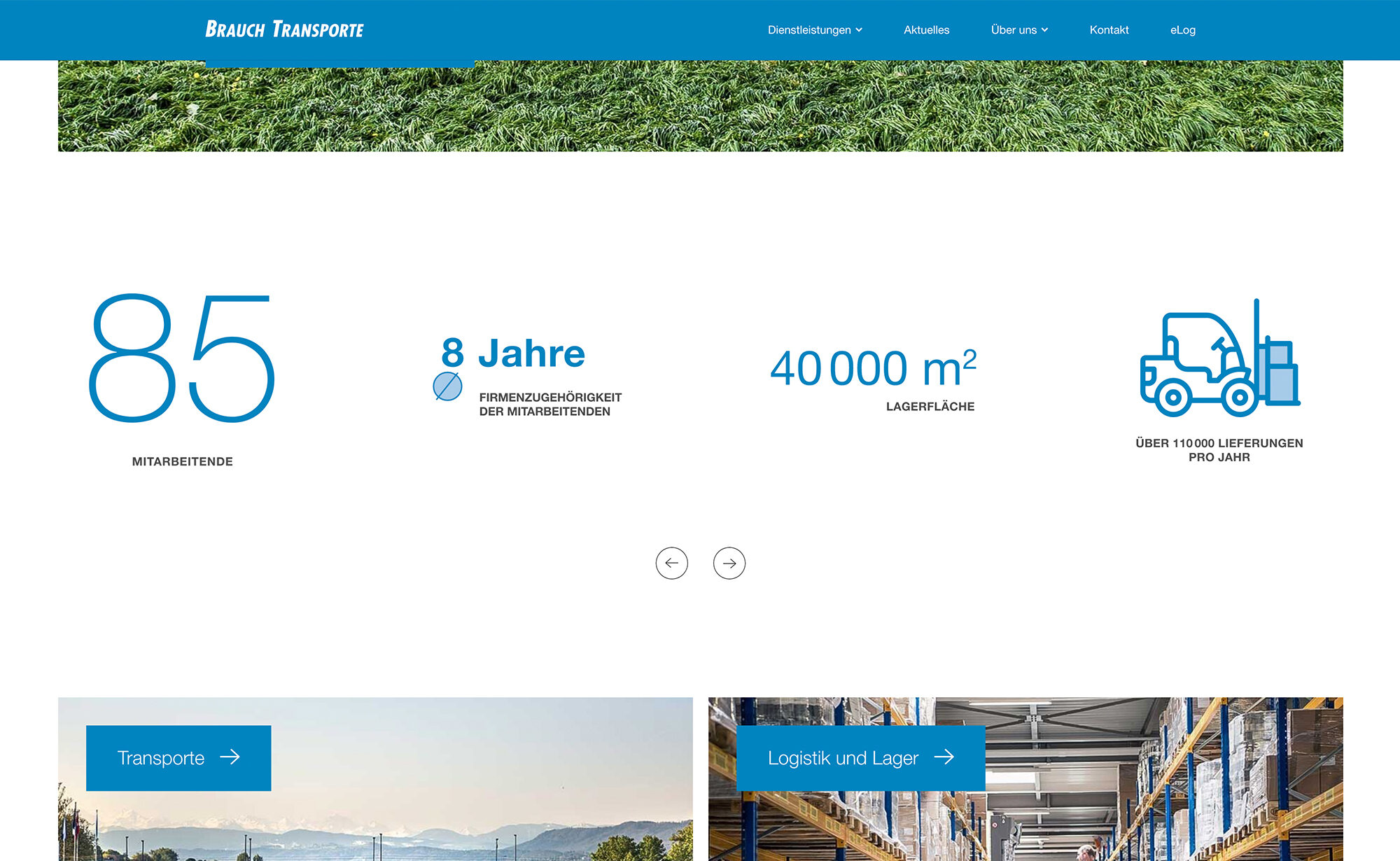 Zahlen und Fakten, Website Screenshot – Brauch Transport AG, brauch-transporte.ch